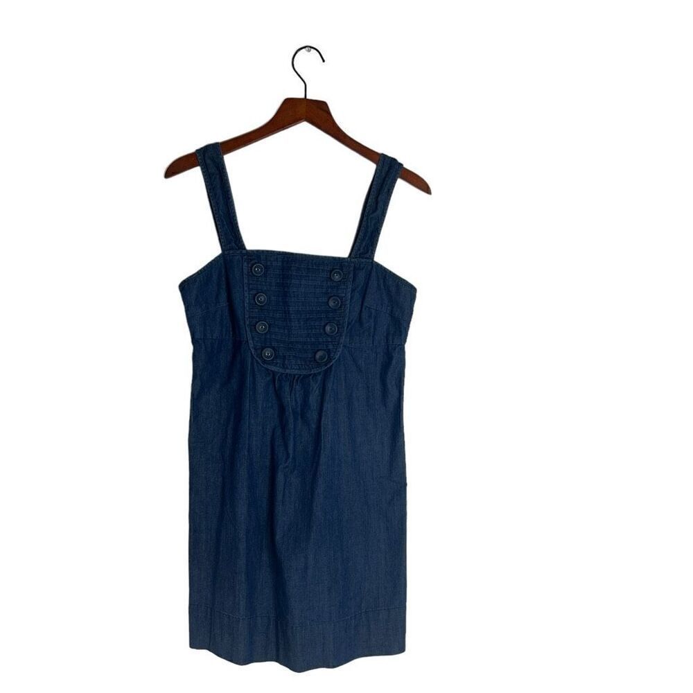 XXI Womens Cotton Sleeveless Wide Strap Button Detail Mini Dress Blue Size 1